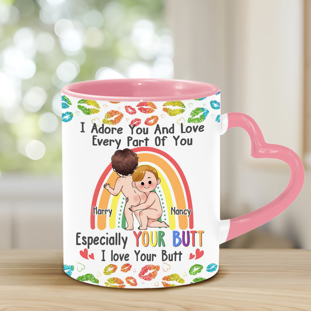 I Adore You And Love Every Part Of You - Personalized LGBT Support Heart Handle Mug