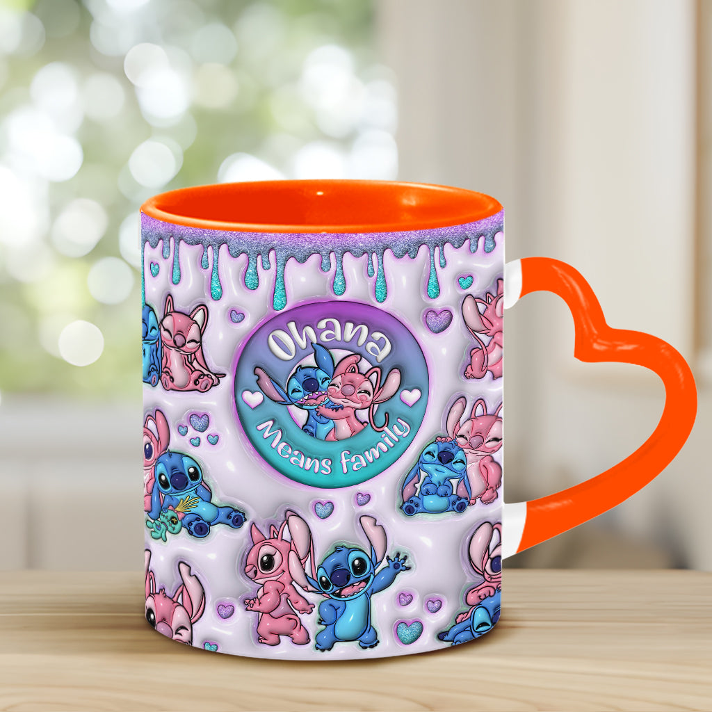 Ohana Means Family - Personalized Ohana Heart Handle Mug