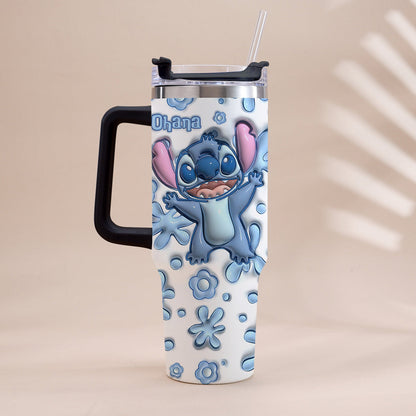 Ohana Blue - Personalized Ohana Tumbler With Handle
