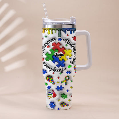 Autism Awareness - Personalized Autism Awareness Tumbler With Handle