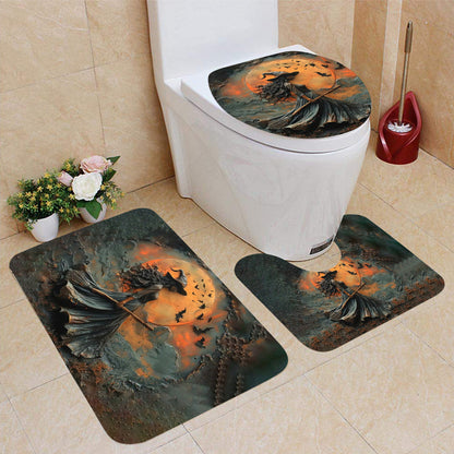 Beautiful Witch Witch Bathroom Curtain & Mats Set
