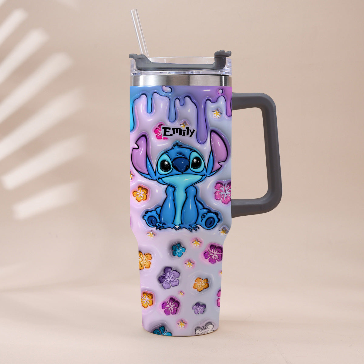 Blue Pink Ohana - Personalized Ohana Tumbler With Handle