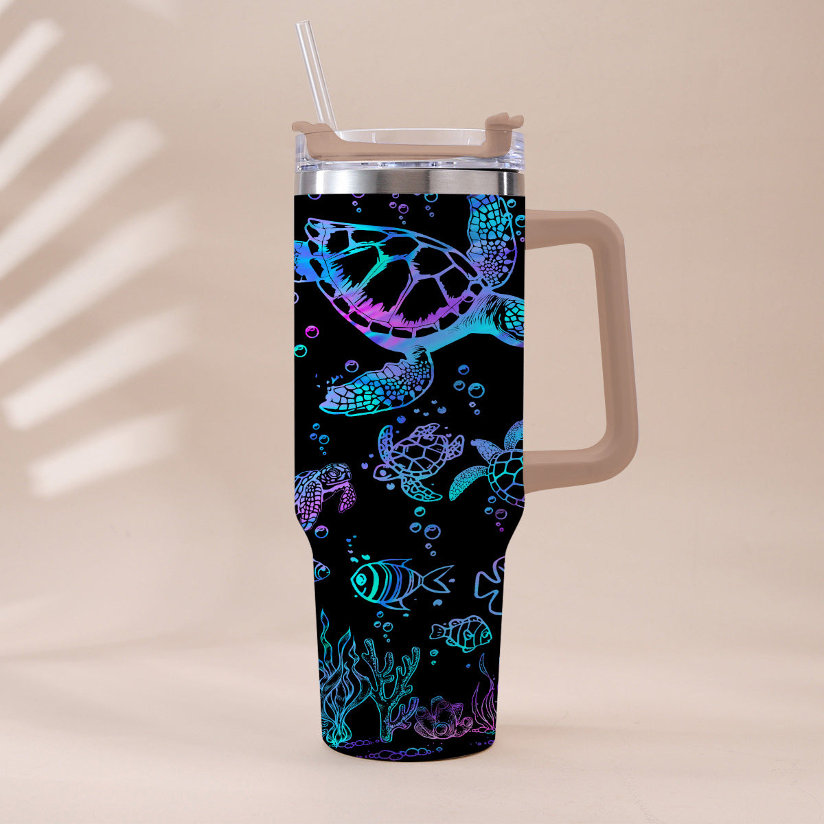 Sea Turtles Custom Name - Personalized Turtle Tumbler With Handle