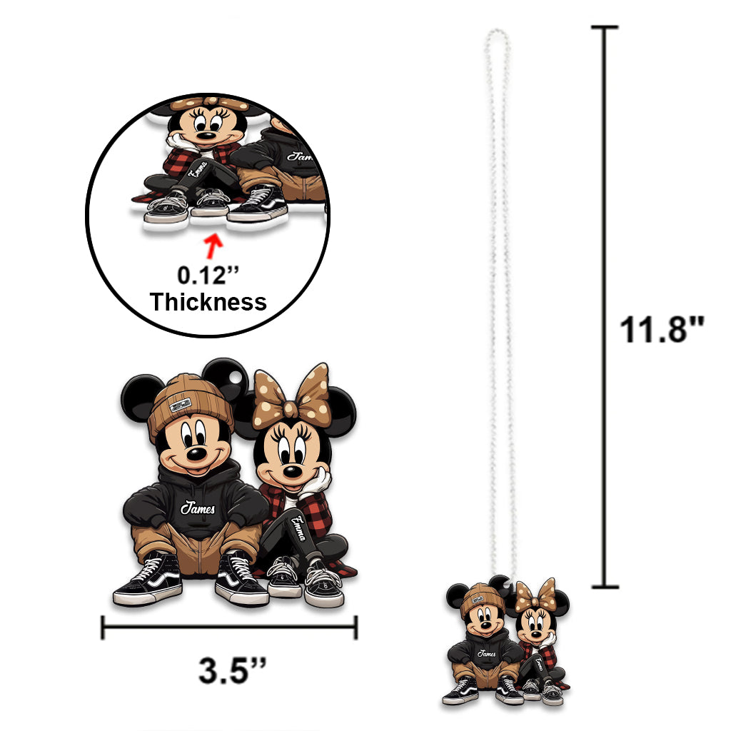 Chicano Mouse Couple - Personalized Mouse Car Ornament