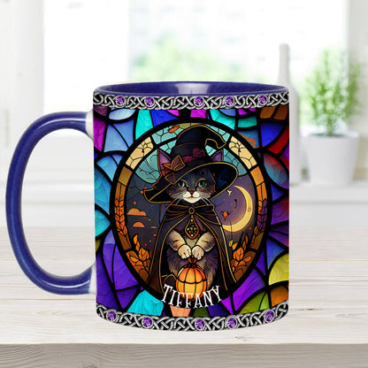 Beautiful Stained Glass Witch - Personalized Witch Accent Mug
