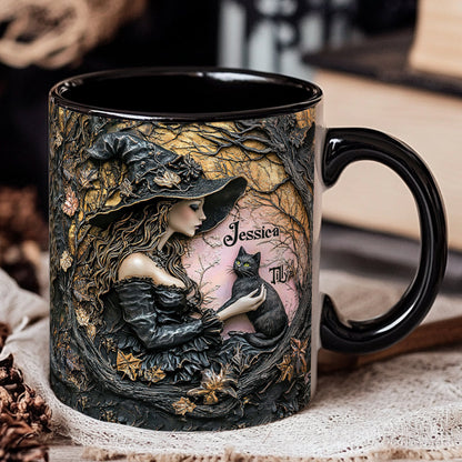 A Witch And Her Black Cat It's A Beautiful Thing - Personalized Witch Accent Mug