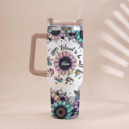First Mom Now Grandma - Personalized Grandma Tumbler With Handle