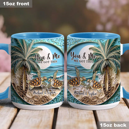 Beach Scene Turle Couple - Personalized Turtle Accent Mug