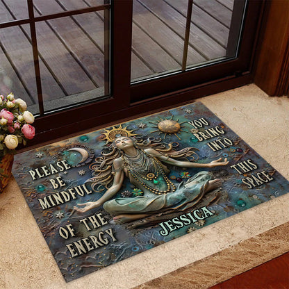 Please Mindful Of The Energy - Personalized Yoga Doormat