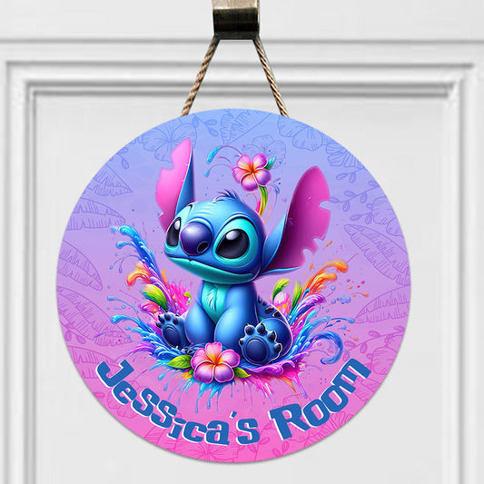 Blue Ohana - Personalized Ohana Round Wood Sign