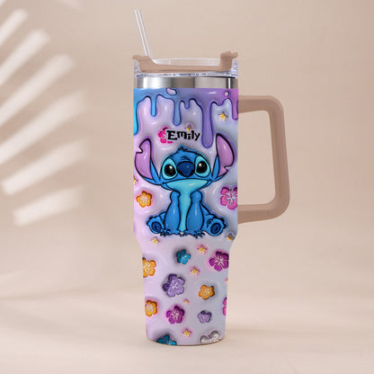 Blue Pink Ohana - Personalized Ohana Tumbler With Handle