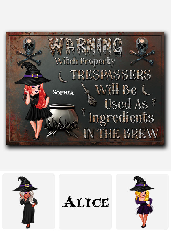 Warning Trespassers Will Be Used As Ingredients - Personalized Witch Rectangle Metal Sign