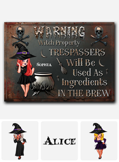 Warning Trespassers Will Be Used As Ingredients - Personalized Witch Rectangle Metal Sign