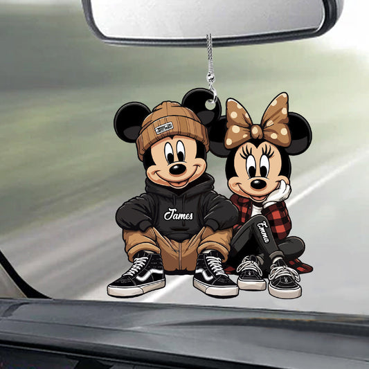 Chicano Mouse Couple - Personalized Mouse Car Ornament