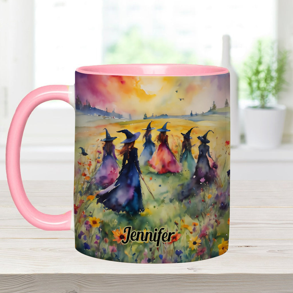Watercolor Witches Gather - Personalized Witch Accent Mug