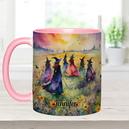 Watercolor Witches Gather - Personalized Witch Accent Mug