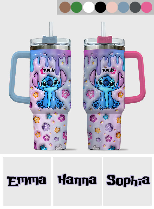 Blue Pink Ohana - Personalized Ohana Tumbler With Handle