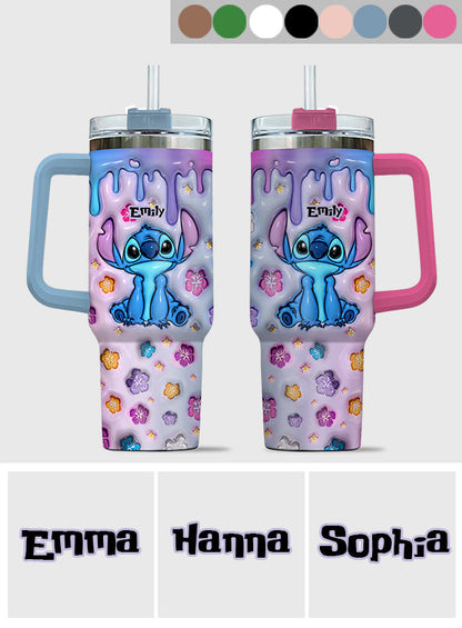 Blue Pink Ohana - Personalized Ohana Tumbler With Handle