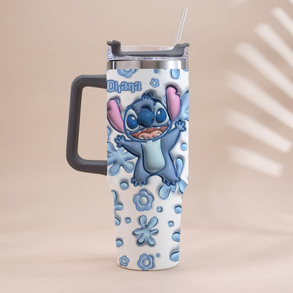 Ohana Blue - Personalized Ohana Tumbler With Handle