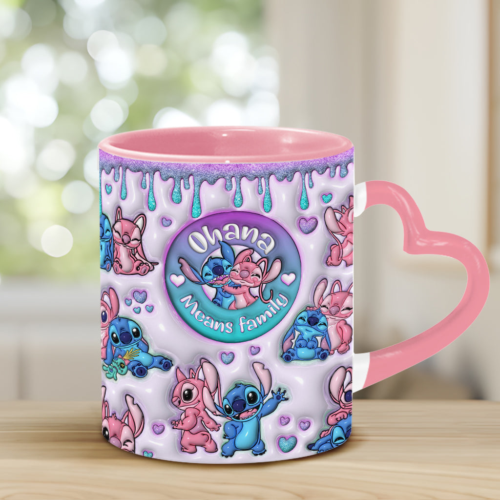 Ohana Means Family - Personalized Ohana Heart Handle Mug