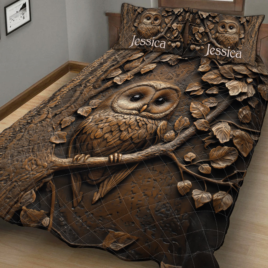 Stunning Owl - Personalized Owl Quilt Set