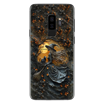 Beautiful Witch & Her Black Cat - Personalized Witch Phone Case