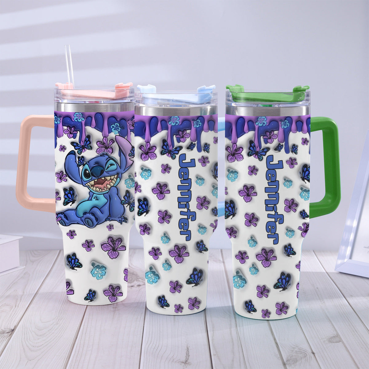 Purple Ohana - Personalized Ohana Tumbler With Handle