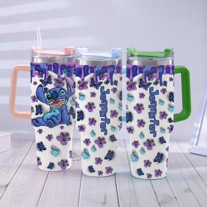 Purple Ohana - Personalized Ohana Tumbler With Handle
