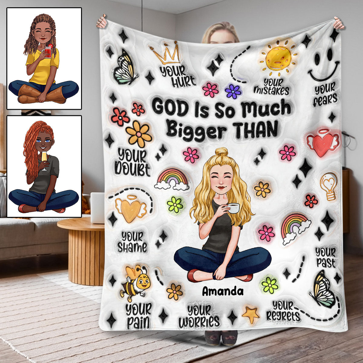 God Is So Much Bigger Than - Personalized Christian Blanket