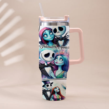 We're Simply Meant To Be - Personalized Nightmare Tumbler With Handle