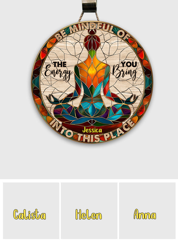 Please Be Mindful - Personalized Yoga Round Wood Sign