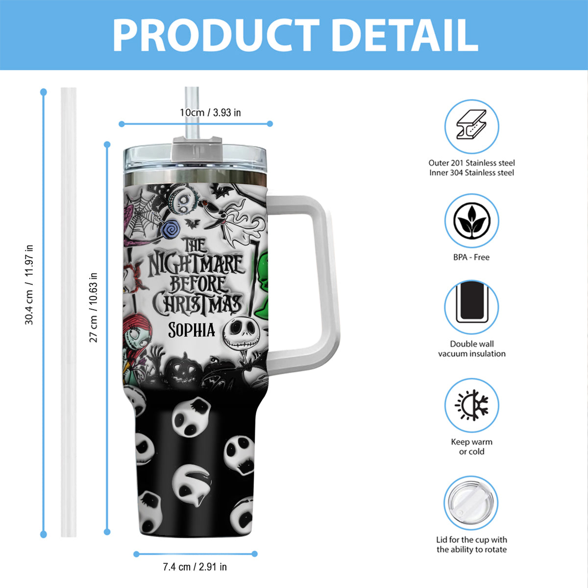 The Nightmare - Personalized Nightmare Tumbler With Handle