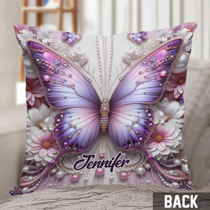 Purple Butterflies - Personalized Butterfly Throw Pillow