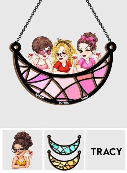 Besties Forever - Personalized Bestie 2 Layered Window Hanging Suncatcher