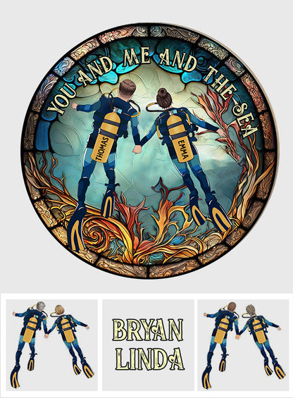 You & Me And The Sea - Personalized Scuba Diving Round Wood Sign