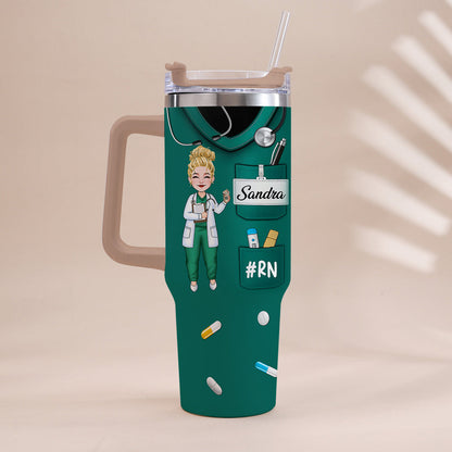 Nurse Nutrition Facts - Personalized Nurse Tumbler With Handle