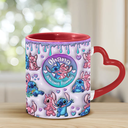 Ohana Means Family - Personalized Ohana Heart Handle Mug