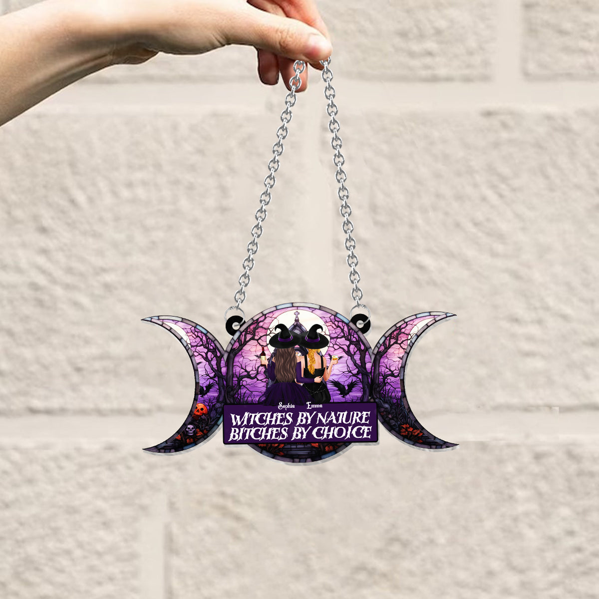 We Are Not Sugar & Spice - Personalized Witch Window Hanging Suncatcher Ornament