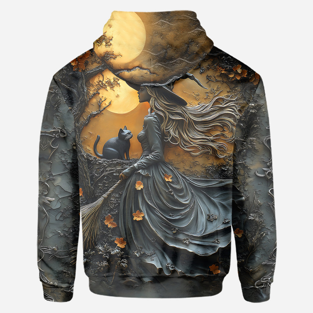 Beautiful Witch & Her Black Cat - Personalized Witch All Over Shirt