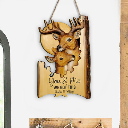 Buck And Doe - Personalized Hunting Custom Shaped Wood Sign