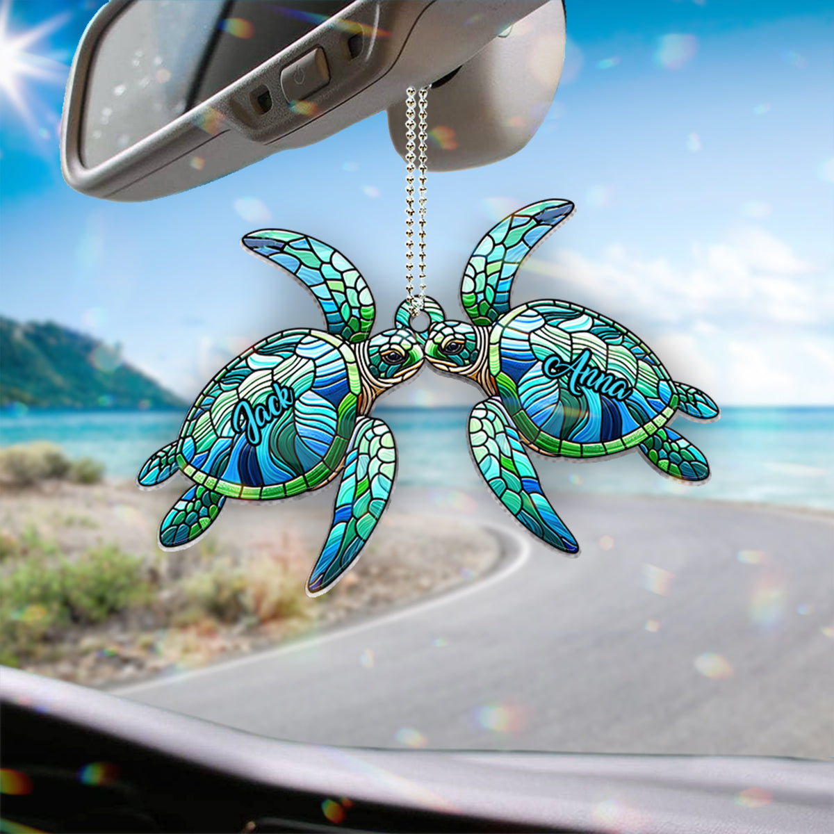 Love Turtles - Personalized Turtle Car Ornament