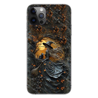 Beautiful Witch & Her Black Cat - Personalized Witch Phone Case