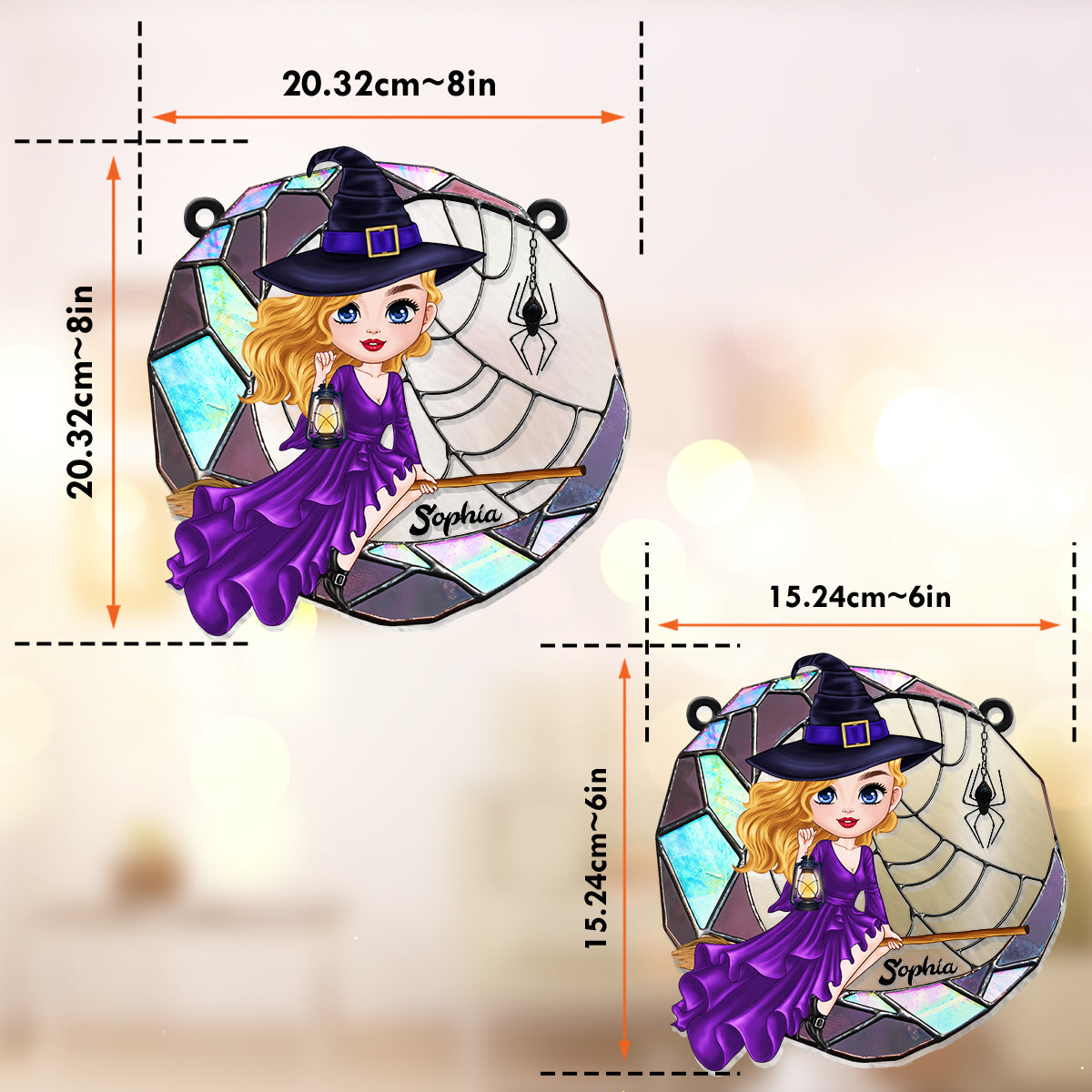 Wicked Witch On The Moon - Personalized Witch Window Hanging Suncatcher Ornament