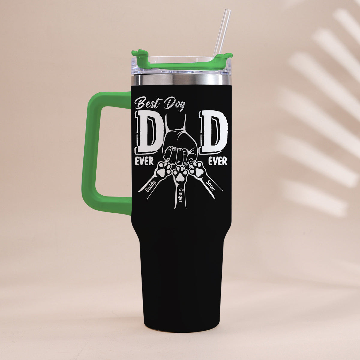 Best Dog Dad Ever - Personalized Dog Tumbler With Handle