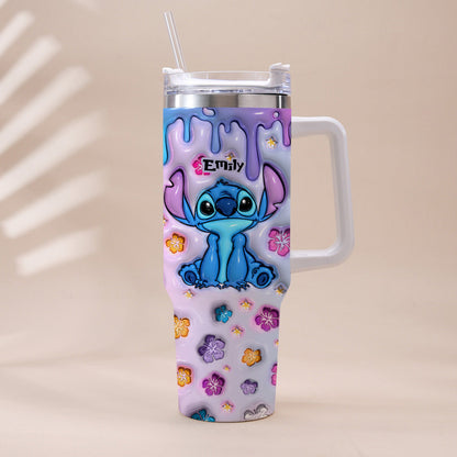 Blue Pink Ohana - Personalized Ohana Tumbler With Handle
