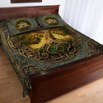 Tree Of Life Scandinavian Mythology Rustic Style - Personalized Irish Quilt Set