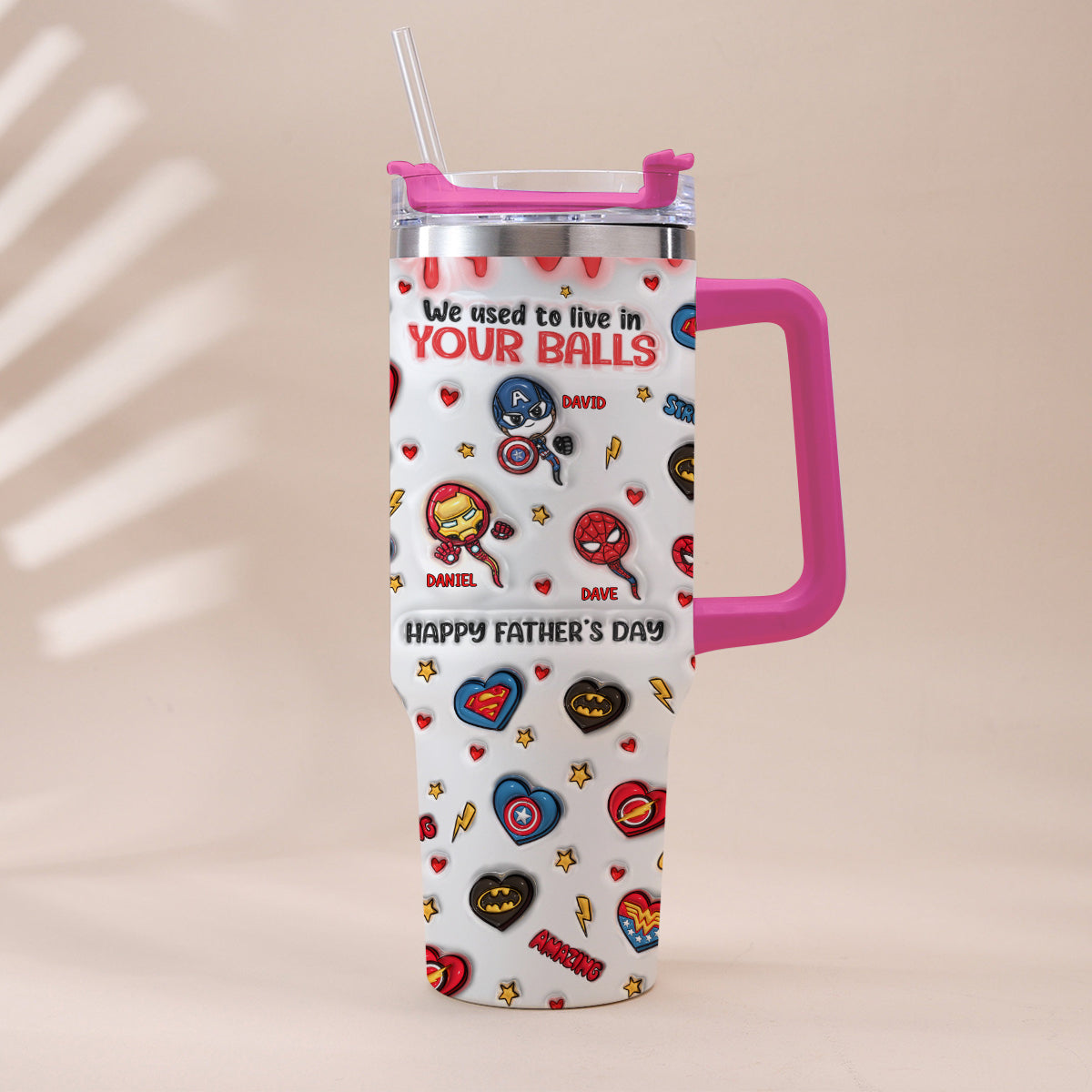 Happy Father's Day - Personalized Marvelous Universe Tumbler With Handle