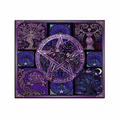 Magical Witch Pentagram Roses - Witch Wall Tapestry