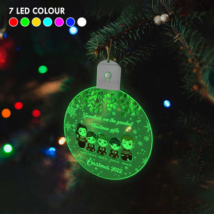 Grandkids Are The Greatest Christmas Gift - Personalized Grandma Round Led Acrylic Ornament