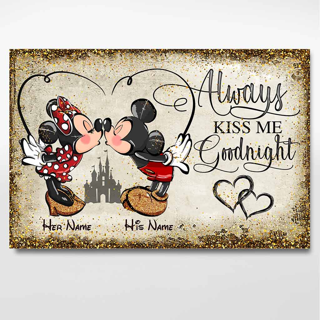 Always Kiss Me Goodnight - Personalized Couple Mouse Poster